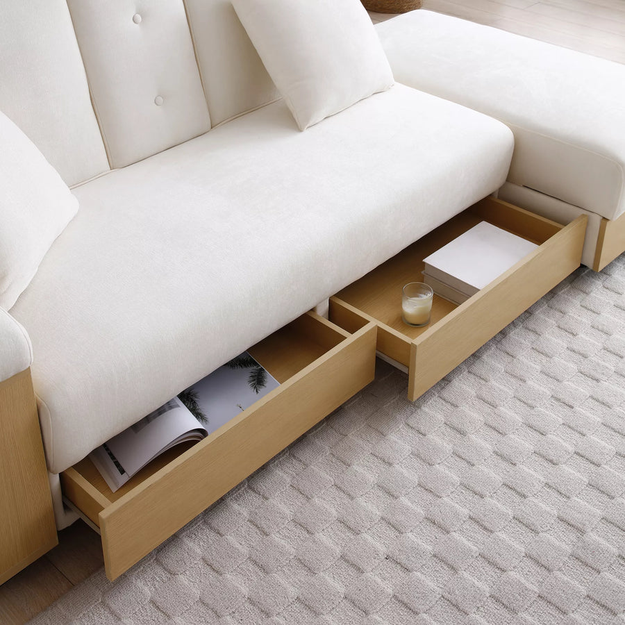 Convertible Sleeper Sofa Couch, Multifunctional Double Folding Sofa Bed,Storage Ottoman and Sofa arm with box and drawer