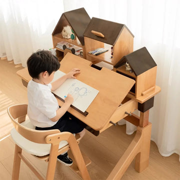 Solid wood liftable study table, childrens desk table of study, study table for kids