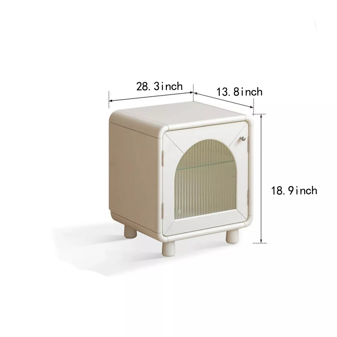 Rubber wood, Poplar solid wood Light nightstand cream style