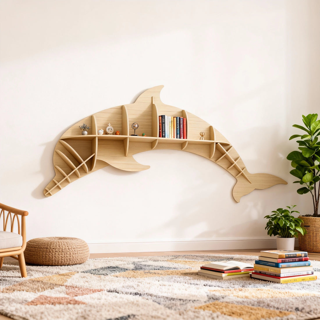 Kids Creative Dolphin Bookshelf Locker Wooden