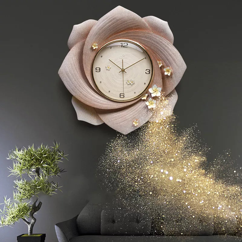 23.6 Inch Golden Creative 3D Wall Clock Battery Operated Silent Non-Ticking - Modern Simple Minimalist Clock Decorative