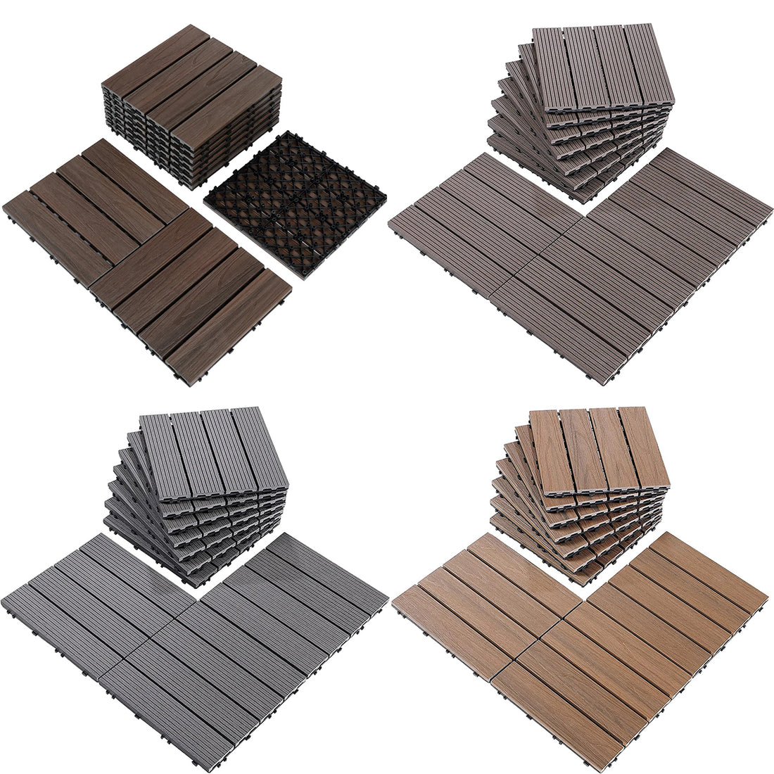 Interlocking Composite Decking Patio Tiles (Pack of 5,10)