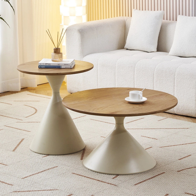 Coffee Table Top View Cream Color 50+70cm Round Coffee Table Set of 2, Modern Cream Style Coffee Tables ...