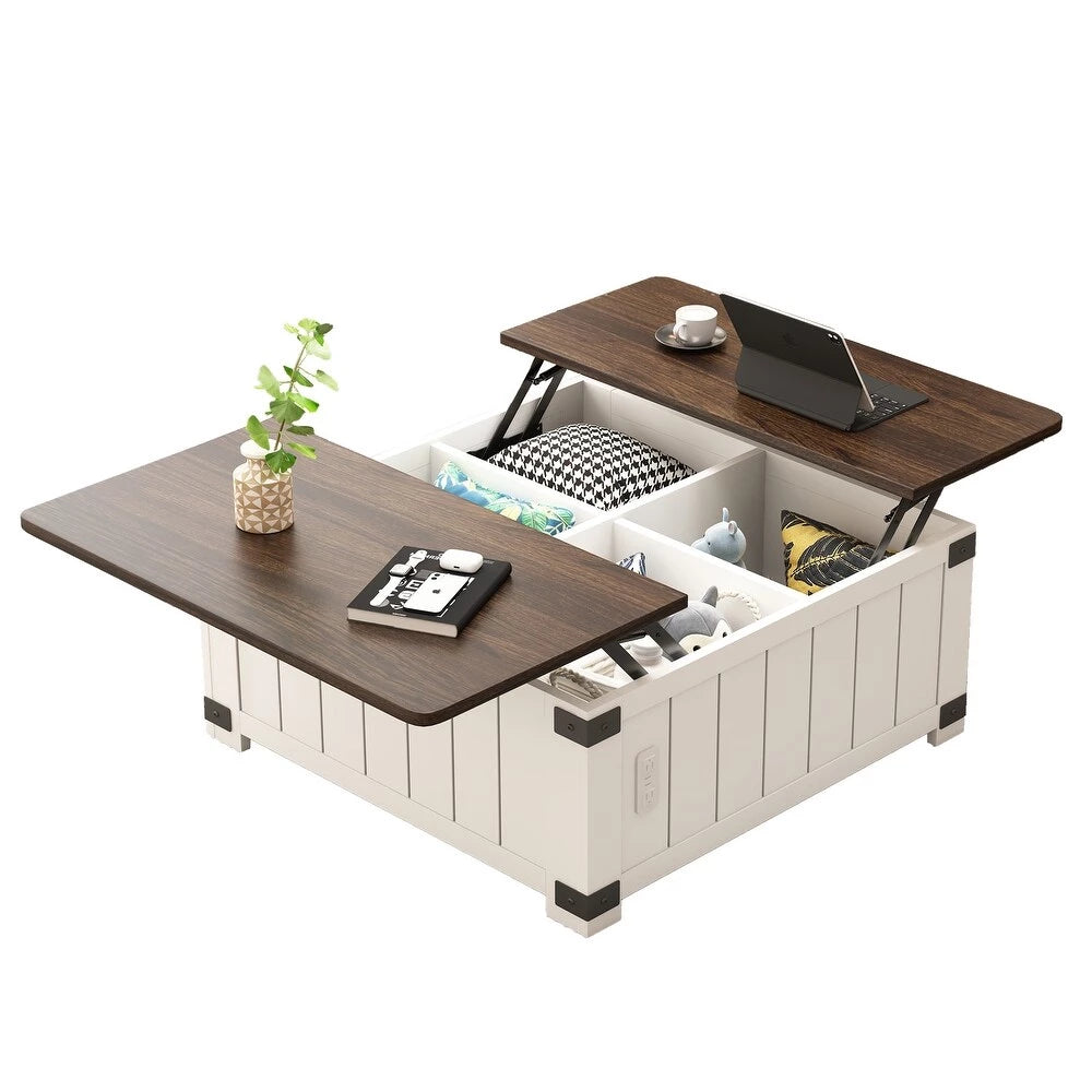 Lift Top Coffee Table for Living Room, Modern Coffee Table with Hidden Storage & Adjustable Height, Sturdy Metal Frame, Multi-Functional Coffee Tables for Dining, Working