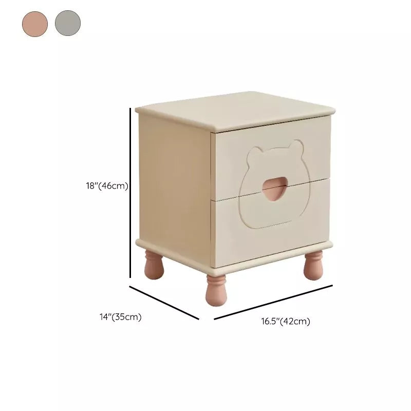 Rectangular Solid Wood Night Stand Simple Modern Cream Style Cute Creative Double Drawer Storage Cabinet Kids Mini Small Bedside Cabinet Slim Nightstand