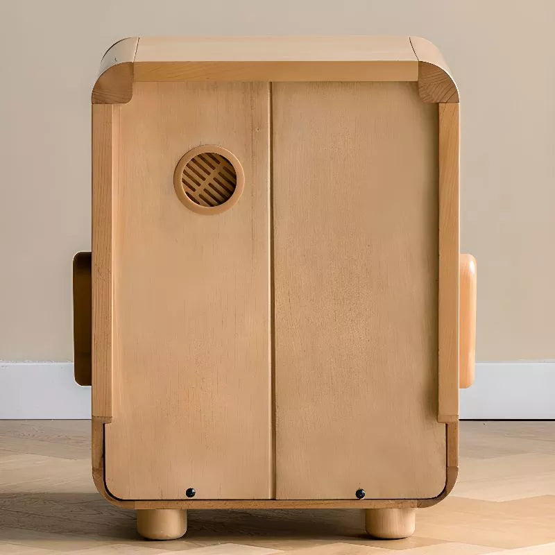 Modern Timber Space Kids Nightstand with Compartment, Wood Color