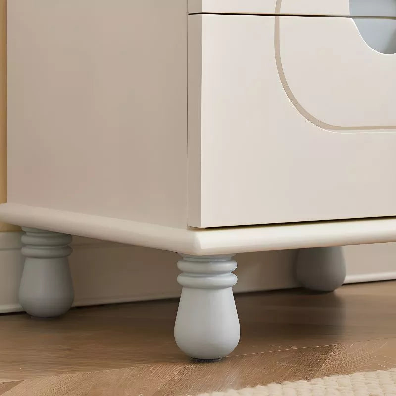 Rectangular Solid Wood Night Stand Simple Modern Cream Style Cute Creative Double Drawer Storage Cabinet Kids Mini Small Bedside Cabinet Slim Nightstand