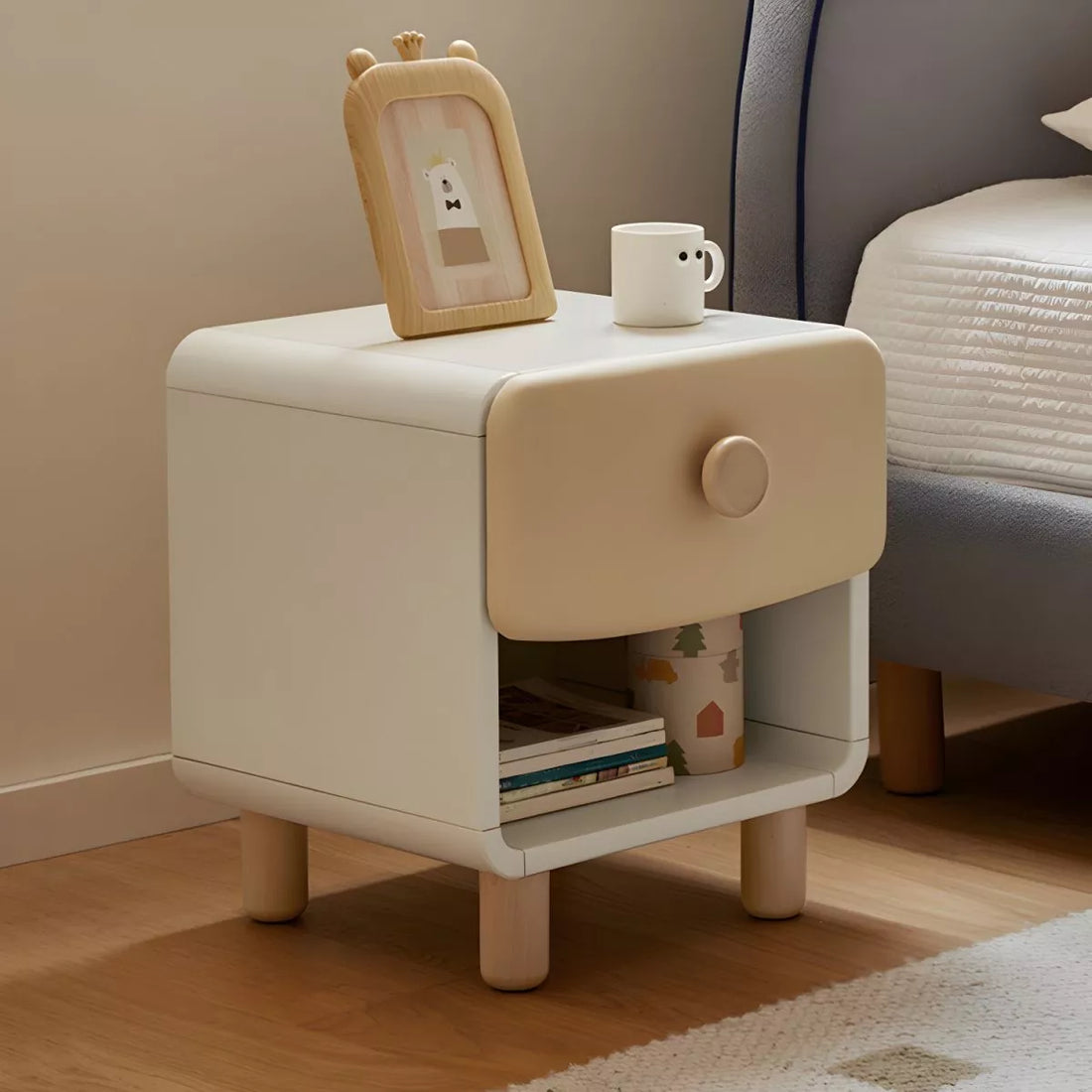 Nightstand Children's Nightstand Modern Simple Youth Wooden Shelving Cabinet Bedroom Bedside Storage Organizer Bedside Table