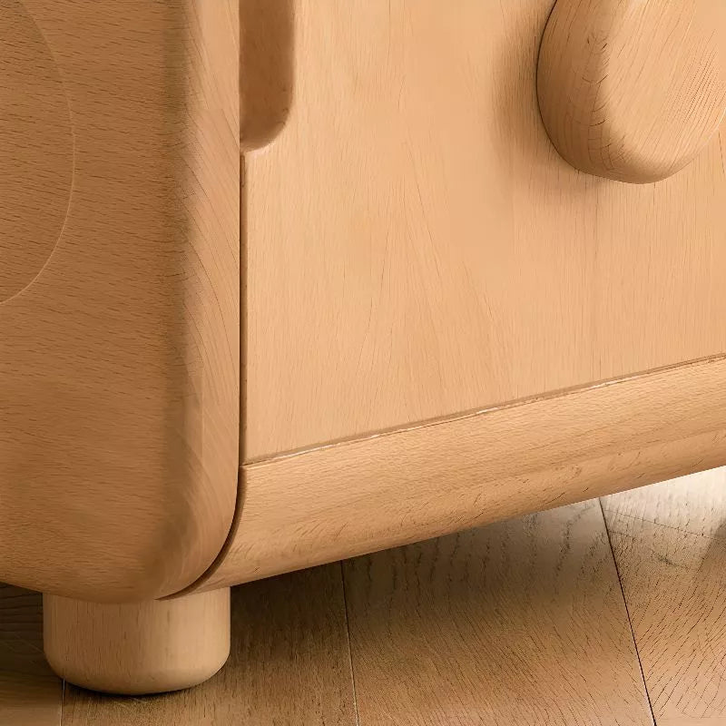 Modern Timber Space Kids Nightstand with Compartment, Wood Color