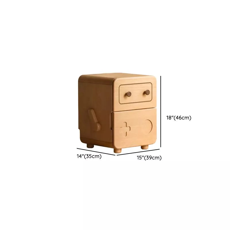 Modern Timber Space Kids Nightstand with Compartment, Wood Color