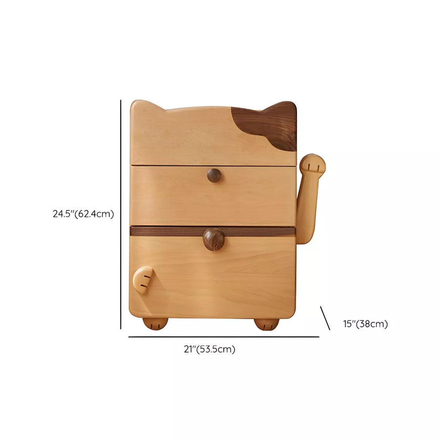 Solid Wood No Theme Modern Natural Bed Nightstand