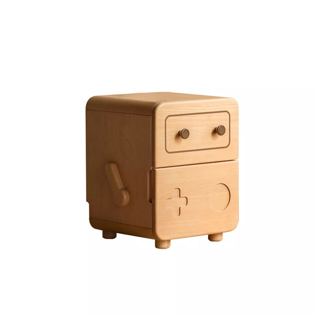 Modern Timber Space Kids Nightstand with Compartment, Wood Color