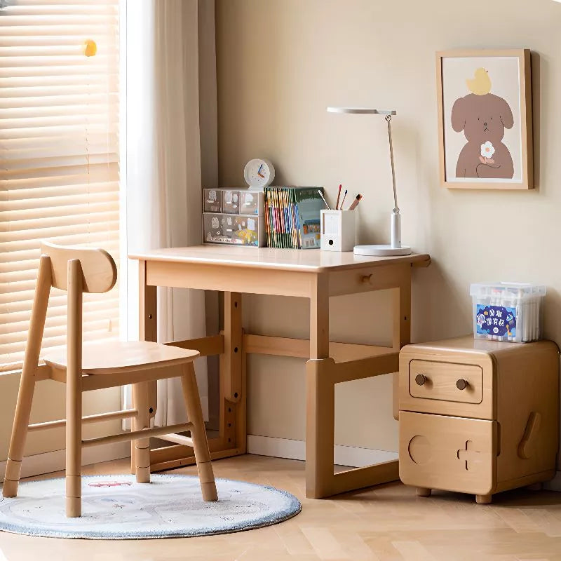 Modern Timber Space Kids Nightstand with Compartment, Wood Color