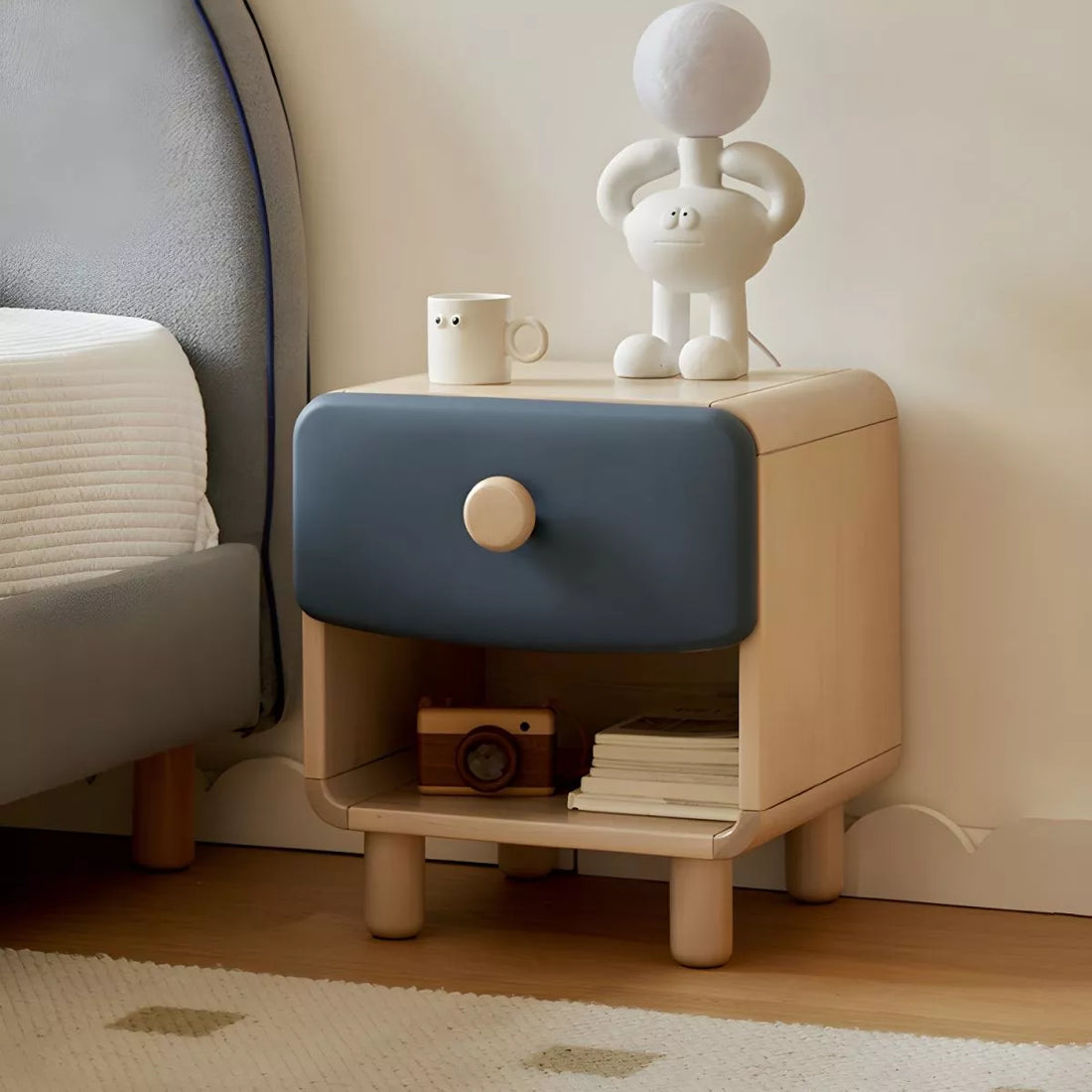 Nightstand Children's Nightstand Modern Simple Youth Wooden Shelving Cabinet Bedroom Bedside Storage Organizer Bedside Table
