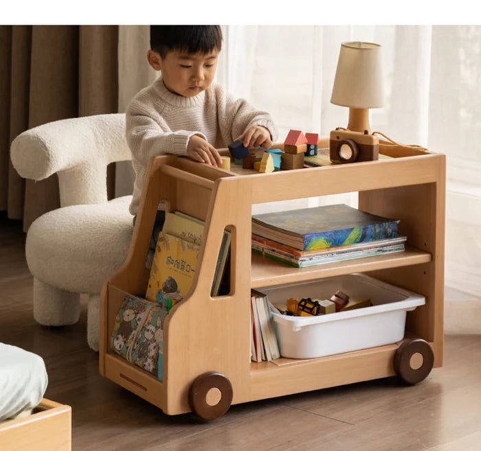 Car mobile cabinet bookshelf storage Beech solid wood