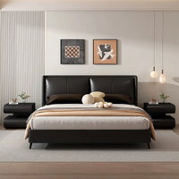 Modern Light Luxury Bedroom Nightstand — Cat-Scratch-Resistant Leather & Multi-Layer Solid Wood Construction, Dual-Drawer Design, Floating Storage Cabinet