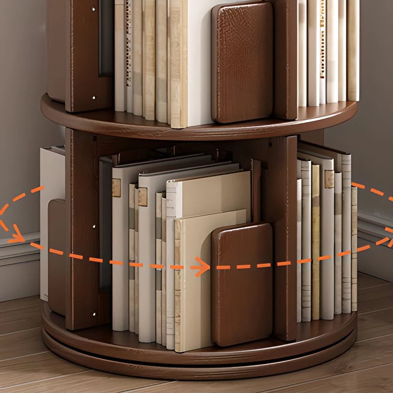 Solid Wood Rotating Bookshelf,Round Rotating Bookcase 360 Display,Floor Standing Bookcase for Kids & Adults,Corner Bookshelf