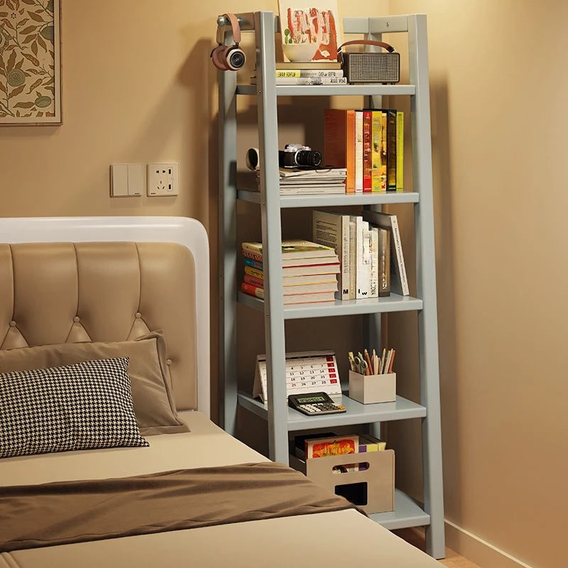 Floor-to-Ceiling Ladder Bookshelf, Solid Wood Multi-Layer Storage Bookcase Bookshelf for Living Room and Bedroom