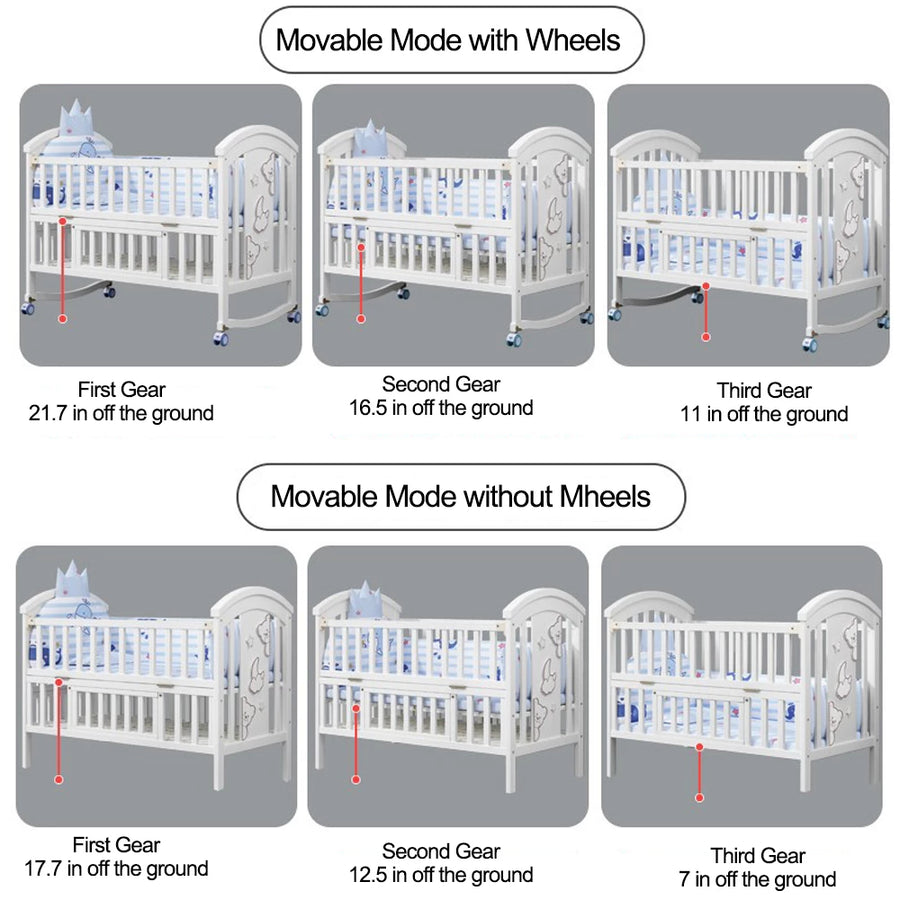 Pure Era Baby Crib Sets with Changing Table Infant Portable Crib