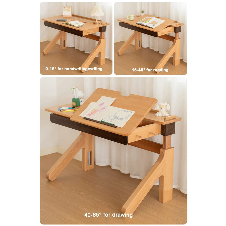 Solid wood liftable study table, childrens desk table of study, study table for kids