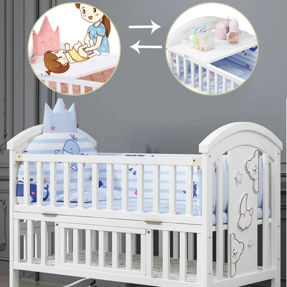 Pure Era Baby Crib Sets with Changing Table Infant Portable Crib