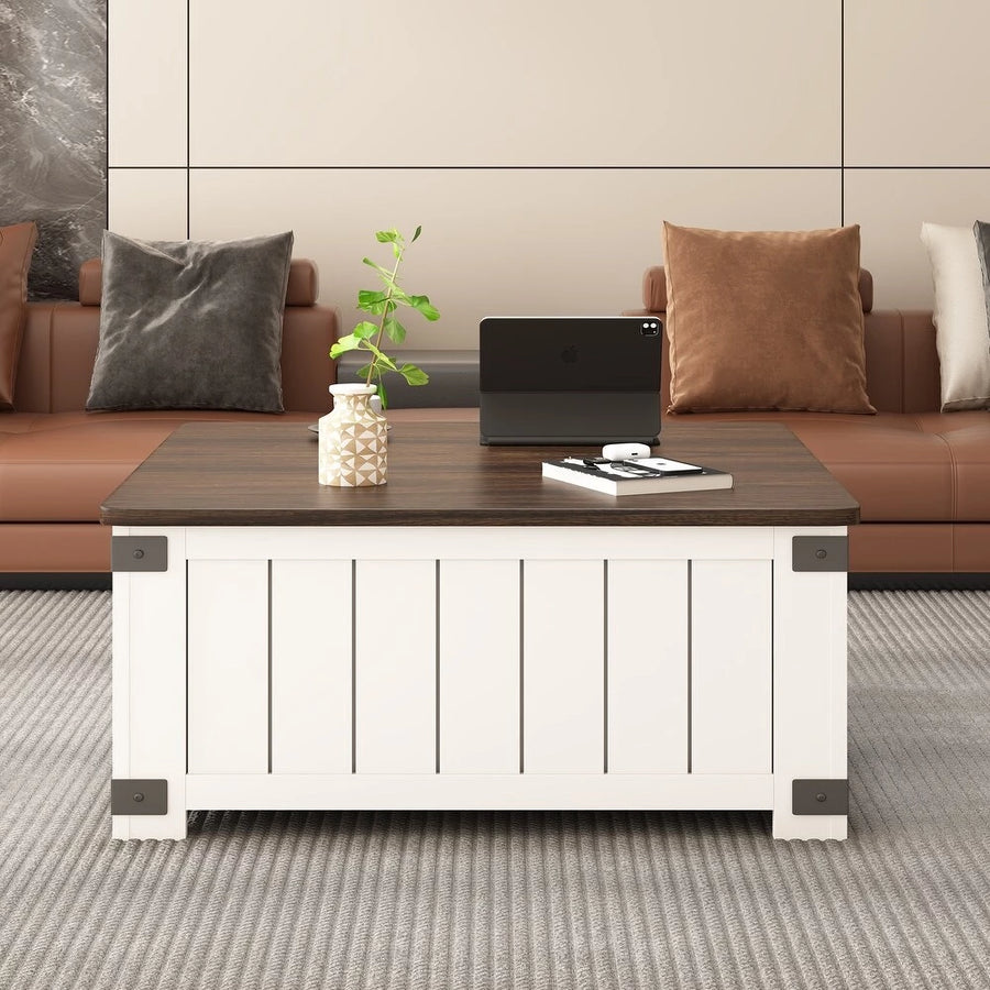 Lift Top Coffee Table for Living Room, Modern Coffee Table with Hidden Storage & Adjustable Height, Sturdy Metal Frame, Multi-Functional Coffee Tables for Dining, Working