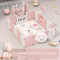 Foldable Baby Playpen with Mat and Matching Toys| Happy Rabbit
