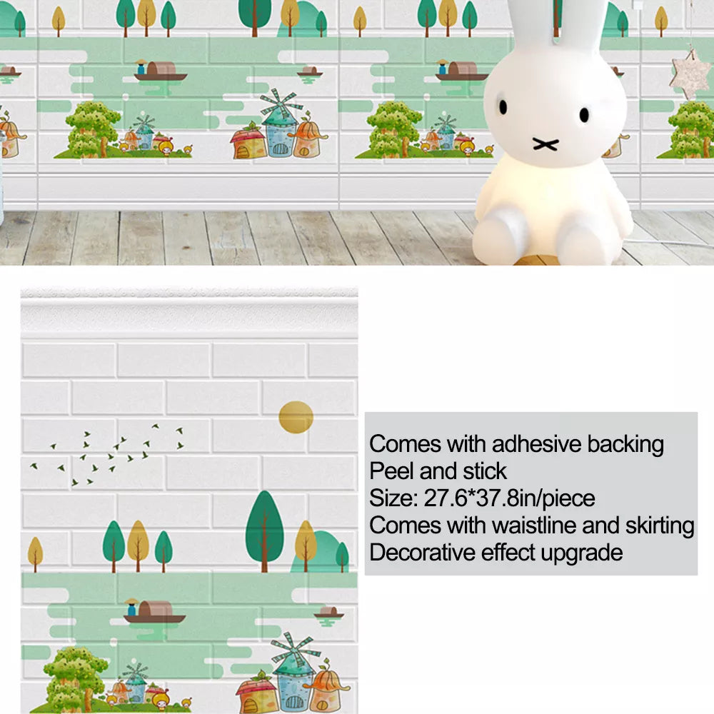 Peel and Stick Wallaper, Wallpaper Self-adhesive 3D Baseboard Wall Sticker, Waterproof and Anti-collision Wall Sticker