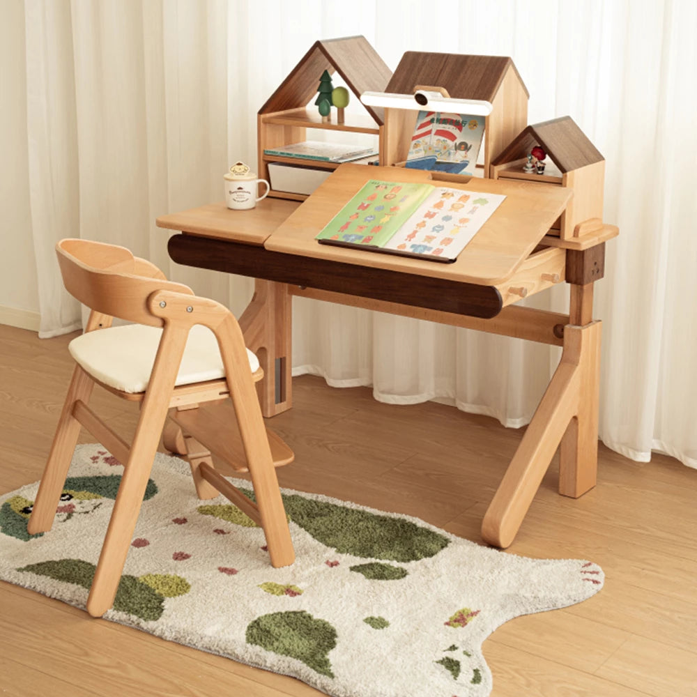 Solid wood liftable study table, childrens desk table of study, study table for kids