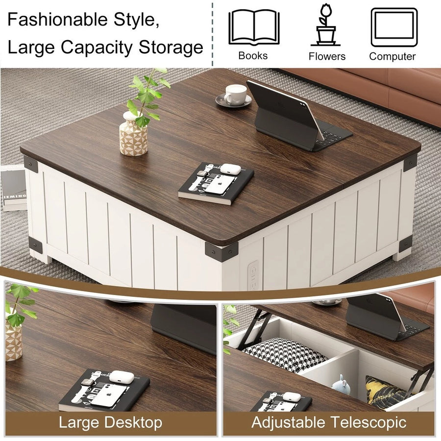 Lift Top Coffee Table for Living Room, Modern Coffee Table with Hidden Storage & Adjustable Height, Sturdy Metal Frame, Multi-Functional Coffee Tables for Dining, Working