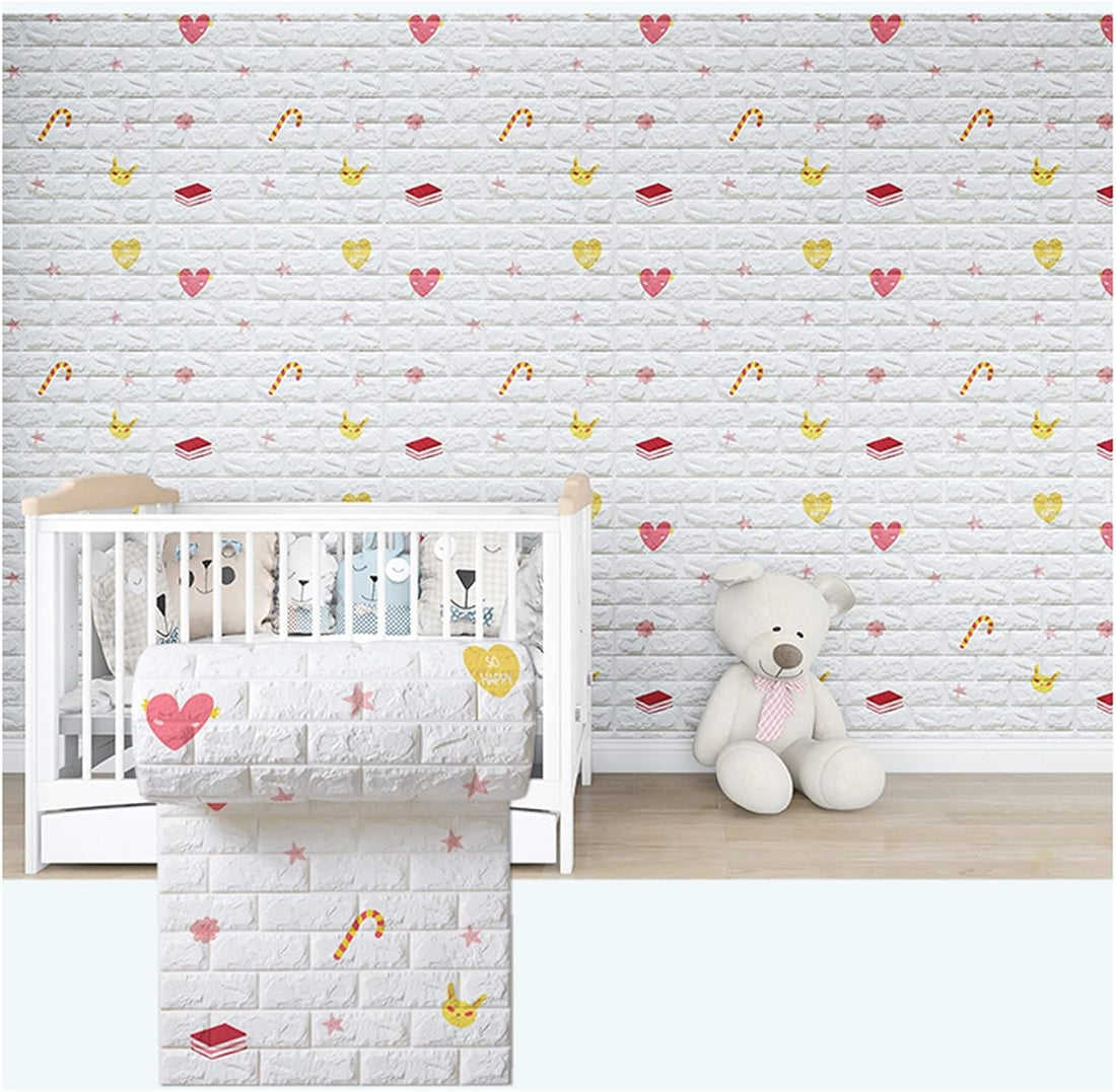 3D Three-Dimensional Wall Sticker Waterproof Self-Adhesive Wallpaper, Cartoon Anti-Collision Soft Wall Sticker for Children's Room 0.7mx20m