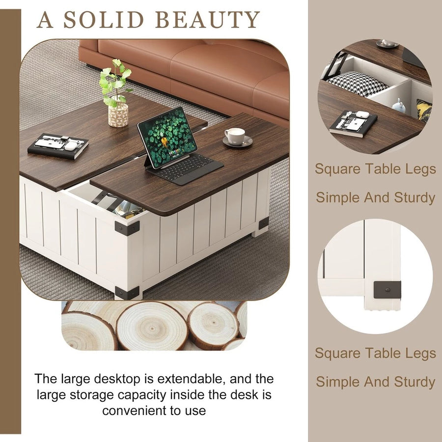 Lift Top Coffee Table for Living Room, Modern Coffee Table with Hidden Storage & Adjustable Height, Sturdy Metal Frame, Multi-Functional Coffee Tables for Dining, Working