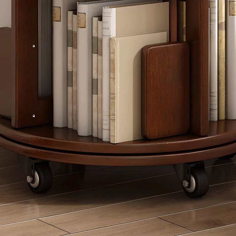 Solid Wood Rotating Bookshelf,Round Rotating Bookcase 360 Display,Floor Standing Bookcase for Kids & Adults,Corner Bookshelf