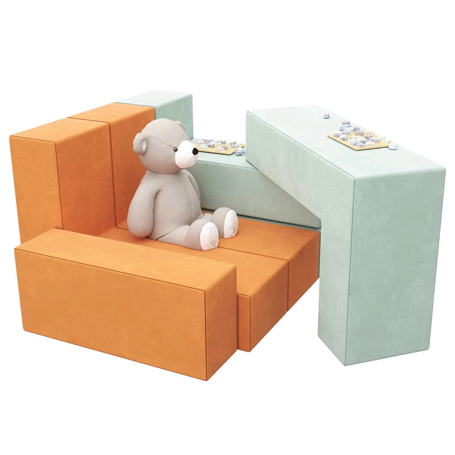 Kids Couch Children Foam Game Sofa- Parent-child Interactive Sofa Combination-Solid Color