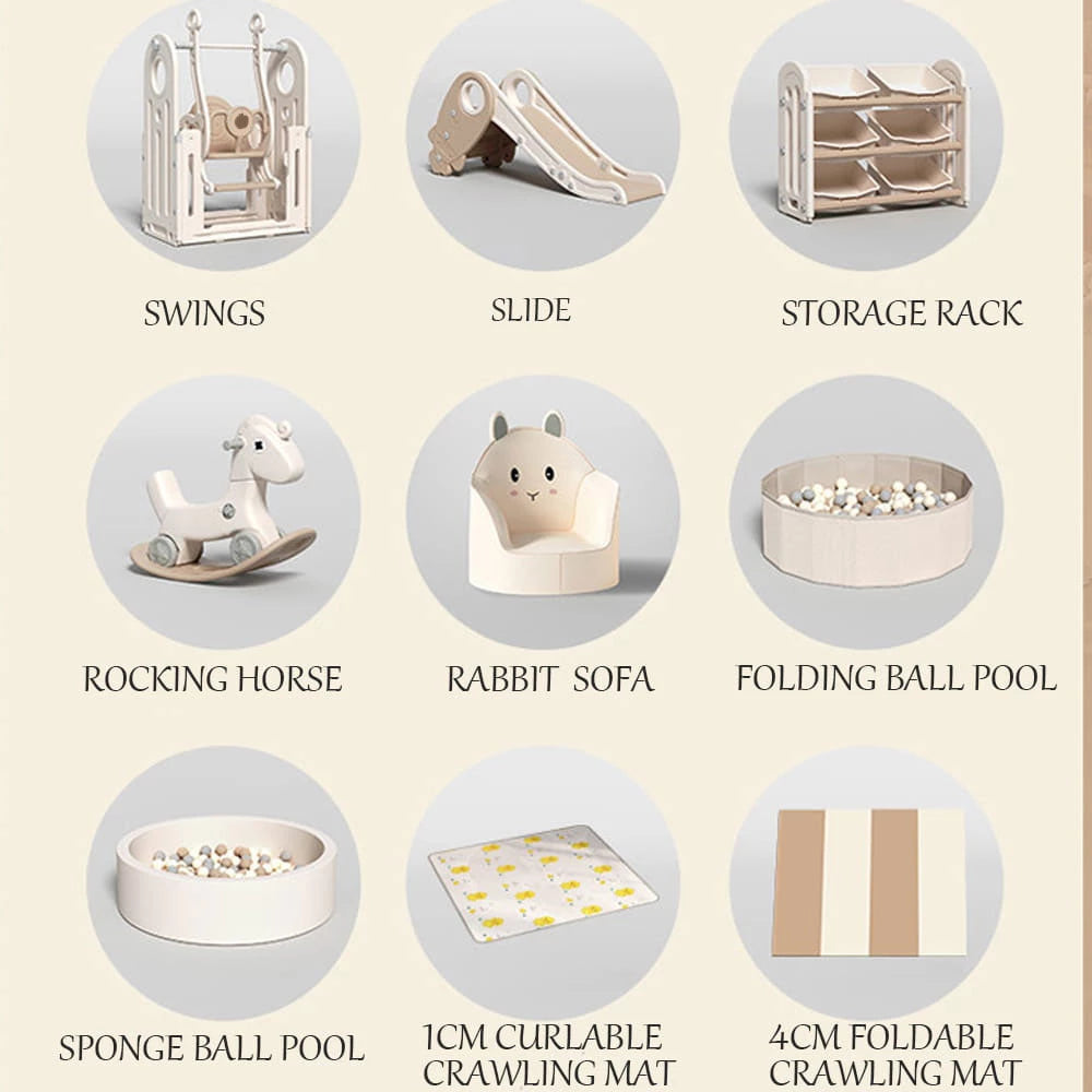 Foldable Baby Playpen with House and 1.6in Matching Toys| Star-Moon