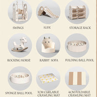 Foldable Baby Playpen with House and 1.6in Matching Toys| Star-Moon