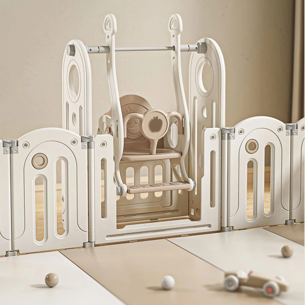 Foldable Baby Playpen with House and 1.6in Matching Toys| Star-Moon