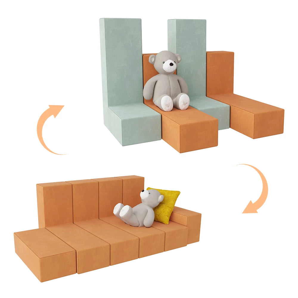 Kids Couch Children Foam Game Sofa- Parent-child Interactive Sofa Combination-Solid Color