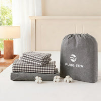 100% Washed Cotton Gingham Bed Sheet Set