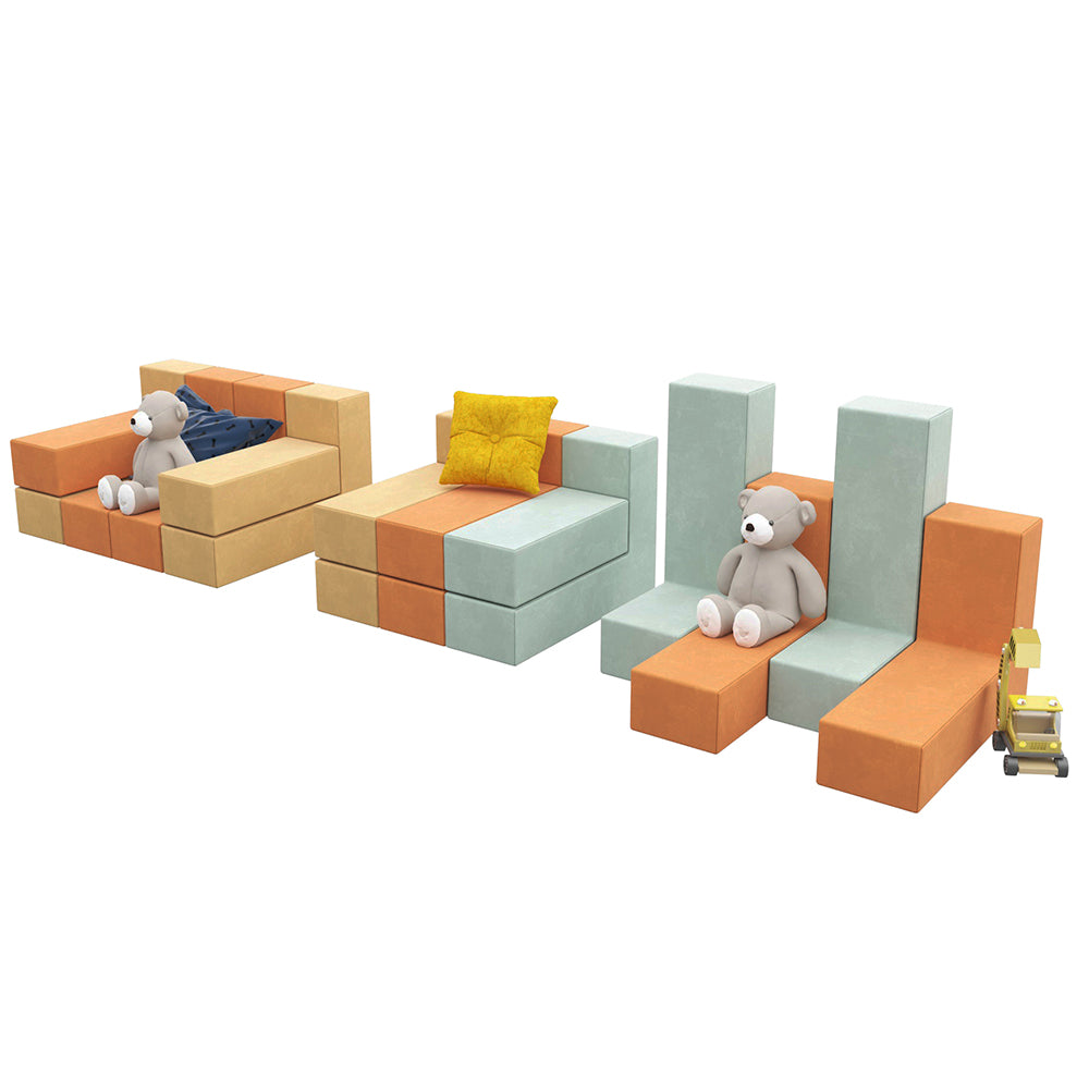 Kids Couch Children Foam Game Sofa- Parent-child Interactive Sofa Combination-Solid Color