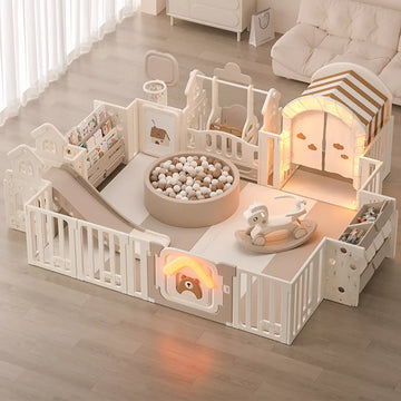 Baby Playpen with Mat Home Toddler Play Yard and Light