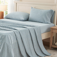 100% Washed Cotton Gingham Bed Sheet Set