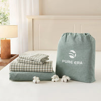 100% Washed Cotton Gingham Bed Sheet Set