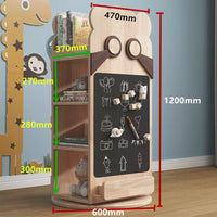 Children's Multi-functional Solid Wood 360° Rotating Bookshelf with Blackboard childrens storage shelves
