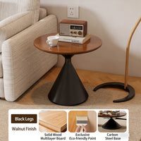 50+70cm Round Coffee Table Set of 2, Modern Cream Style Coffee Tables, Solid Wood Accent Tables for Living Room, Easy Assembly