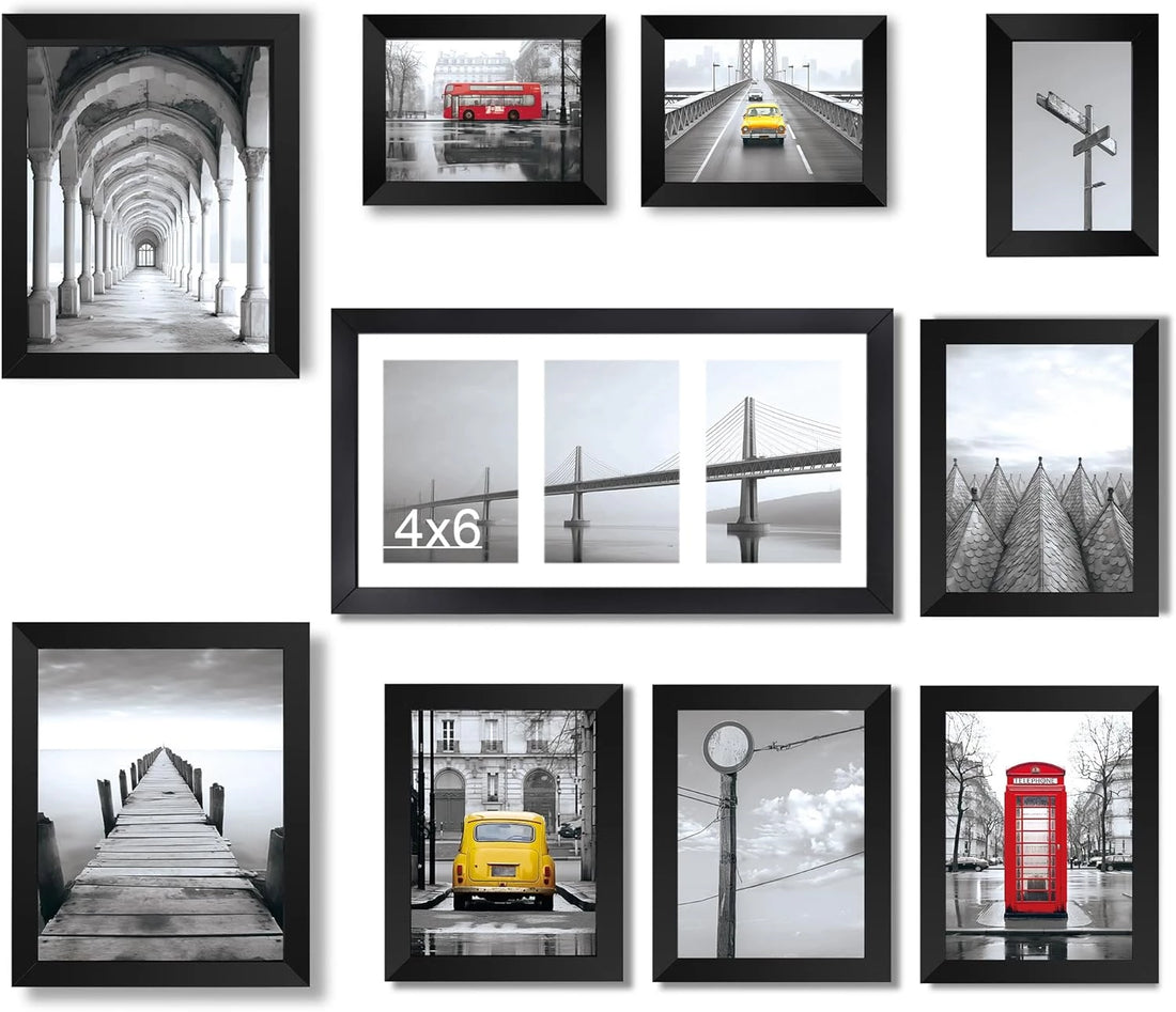 Picture Frames Collage Wall Decor, 10 Pack Gallery Wall Frame Set for Wall Mounting or Tabletop Display