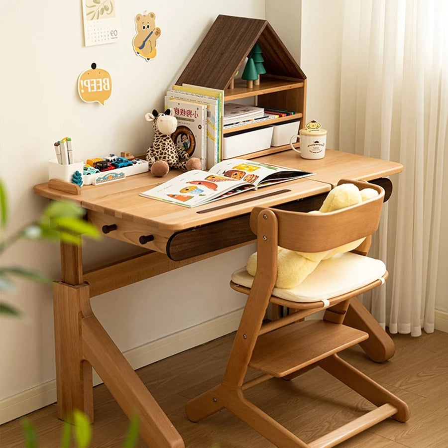 Solid wood liftable study table, childrens desk table of study, study table for kids