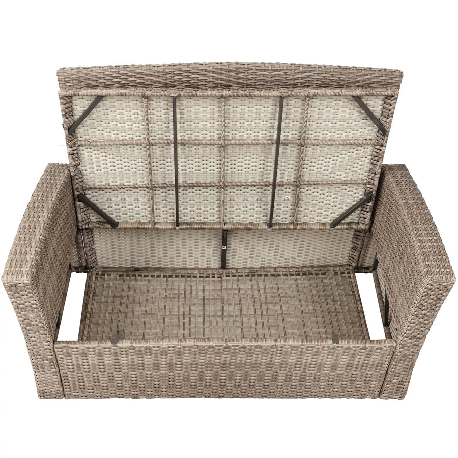 4-Piece All-Weather Wicker Patio Sofa Set with Ottoman and Cushions - Perfect for Outdoor Conversations