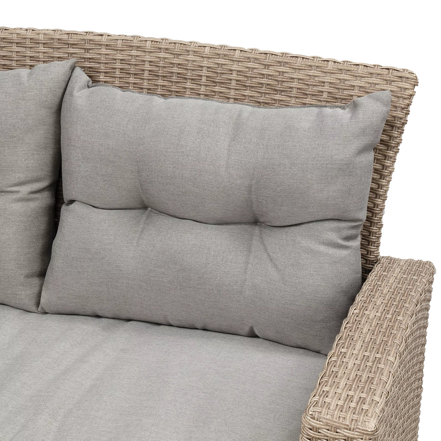 4-Piece All-Weather Wicker Patio Sofa Set with Ottoman and Cushions - Perfect for Outdoor Conversations