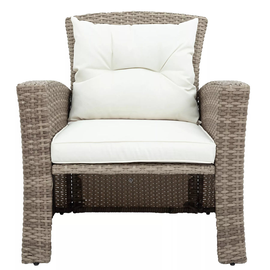 4-Piece All-Weather Wicker Patio Sofa Set with Ottoman and Cushions - Perfect for Outdoor Conversations